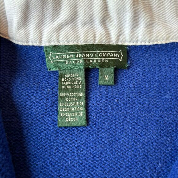 Lauren Jeans Co Ralph Lauren Quarter Zip Knit Sweater Womens Medium Blue - Picture 8 of 10
